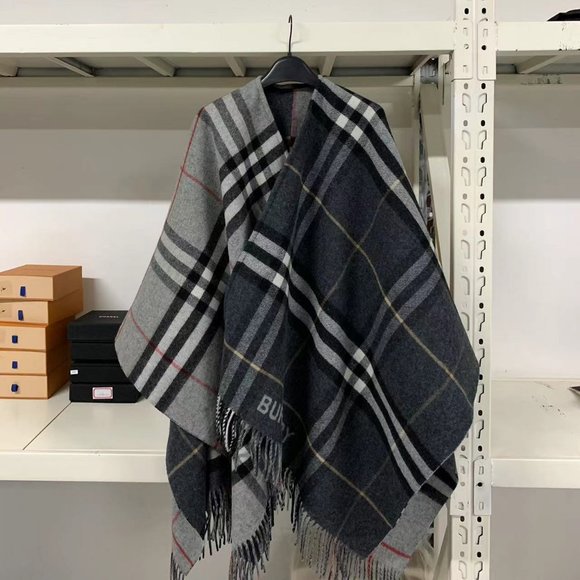 Burberry Contrast Check Wool Cashmere Cape - Picture 1 of 7